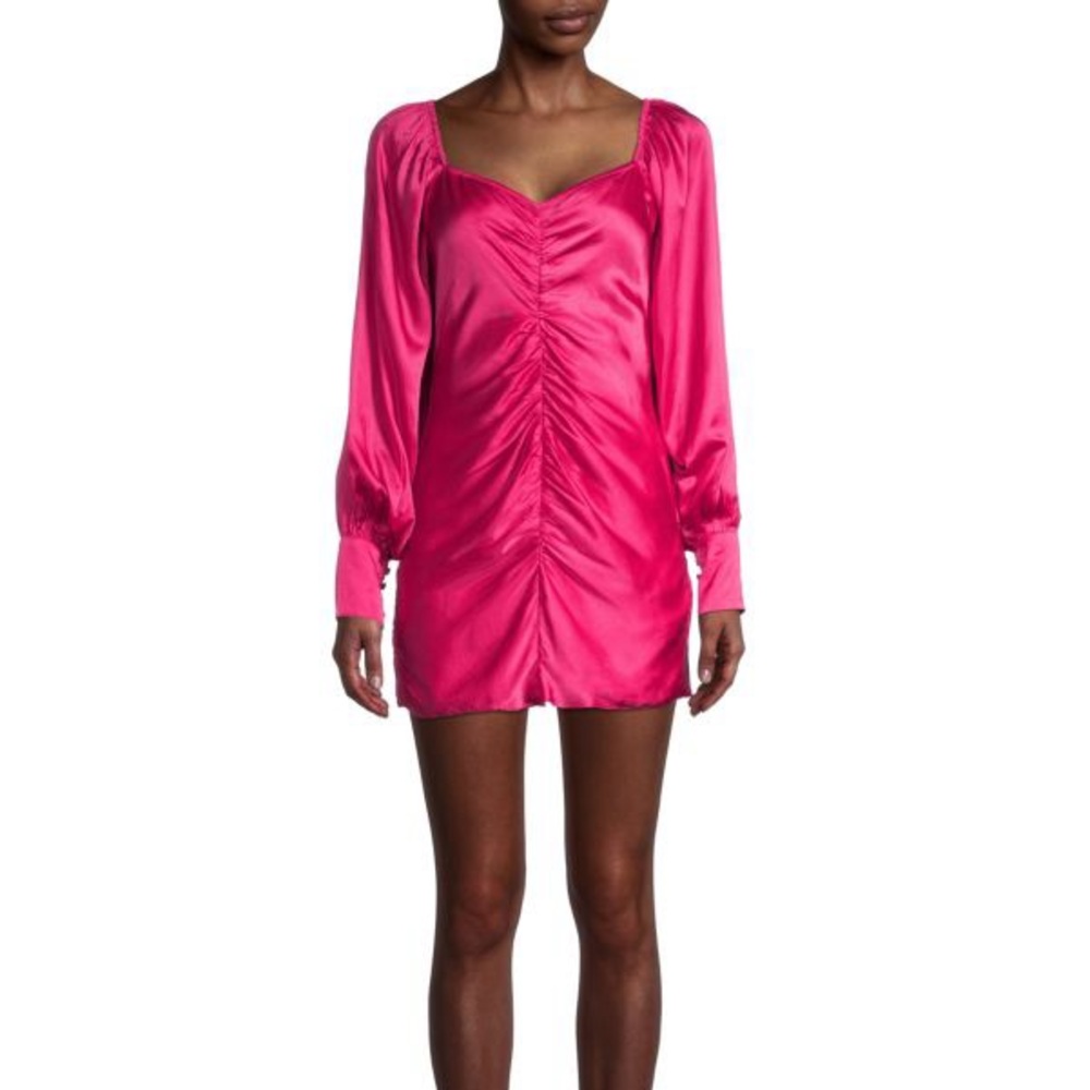 RococoSand Pink Scarlet Gathered Satin Mini Dress NWT